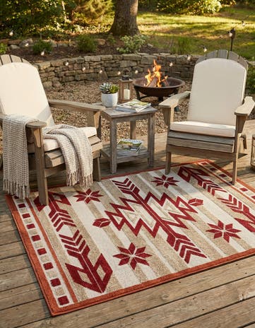 Burgundy Easy-Clean Modern Indoor / Outdoor Rug