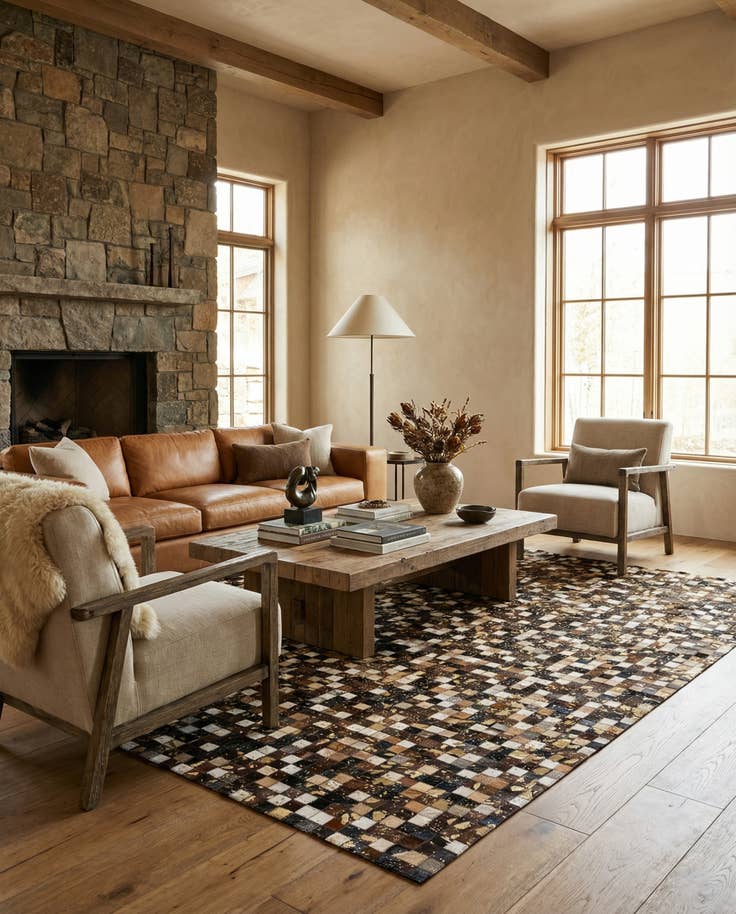 Detail image of 5' x 7' 10 Cowhide Stocks Rug