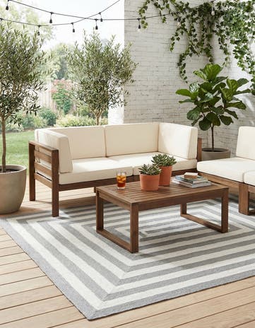 Gray and White Easy-Clean Eco Verse Washable Indoor / Outdoor Rug
