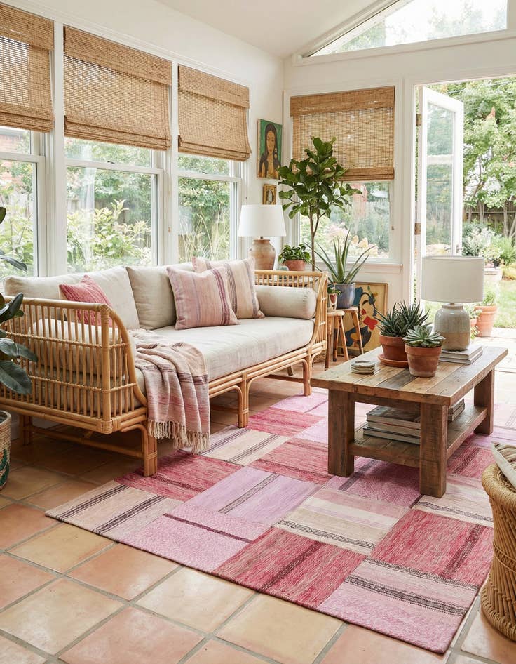 Detail image of  5' x 8'  Hand Woven Kilim Patchwork Wool Rug