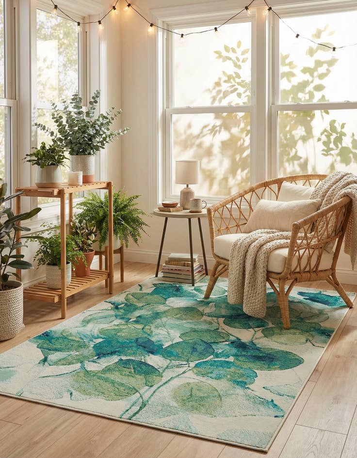 Detail image of 6' x 9' Easy-Clean Botanical Indoor / Outdoor Rug