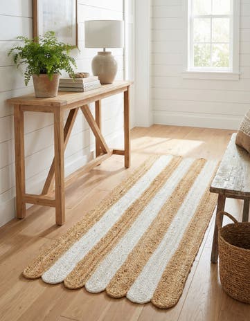2' x 5' 1 Handmade Scallop Braided Jute Runner Rug