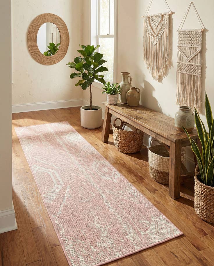 Detail image of 2' x 6' Easy-Clean Bohemian Indoor / Outdoor Runner Rug