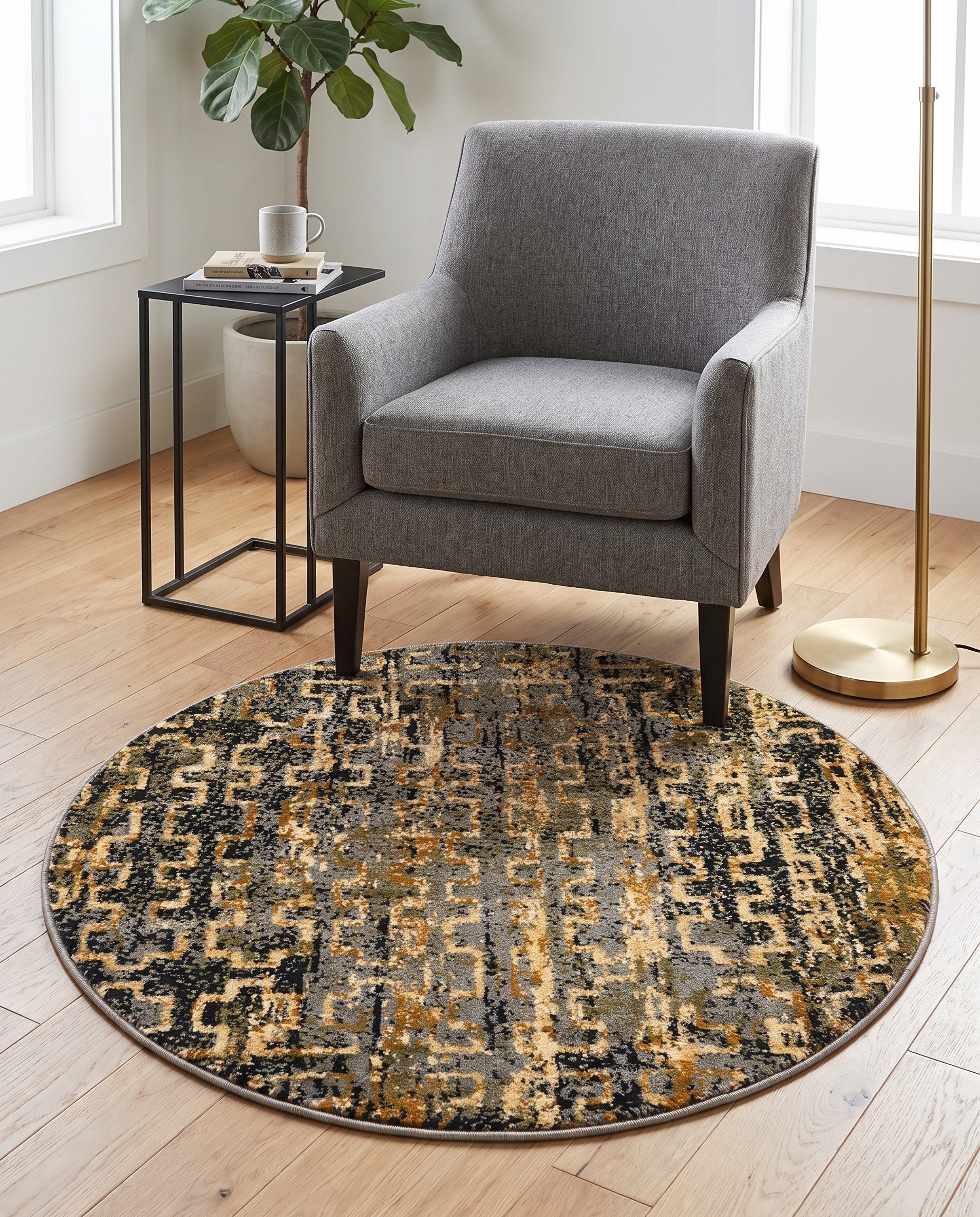 Blue Saturn Round Rug