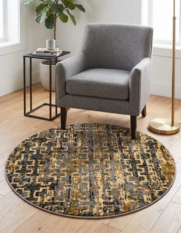 Blue Saturn Round Rug