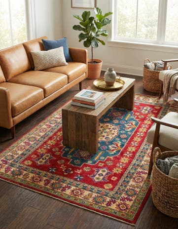4' x 6' 4 Hand Knotted Kazak Rug
