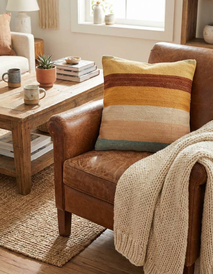 Detail image of 1' 5 x 1' 7  Hand Woven Pillow Wool Square Rug