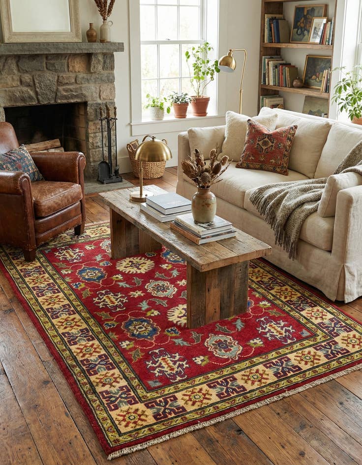 Detail image of 3' 4 x 5'  Hand Knotted Kazak Rug