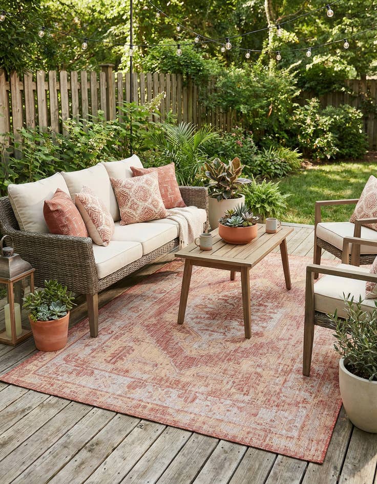 Detail image of 6' x 9'  Washable Traditional Indoor / Outdoor Rug