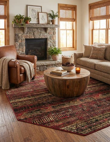 Burgundy Saturn Octagon Rug