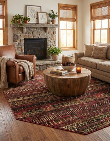 Burgundy Saturn Octagon Rug