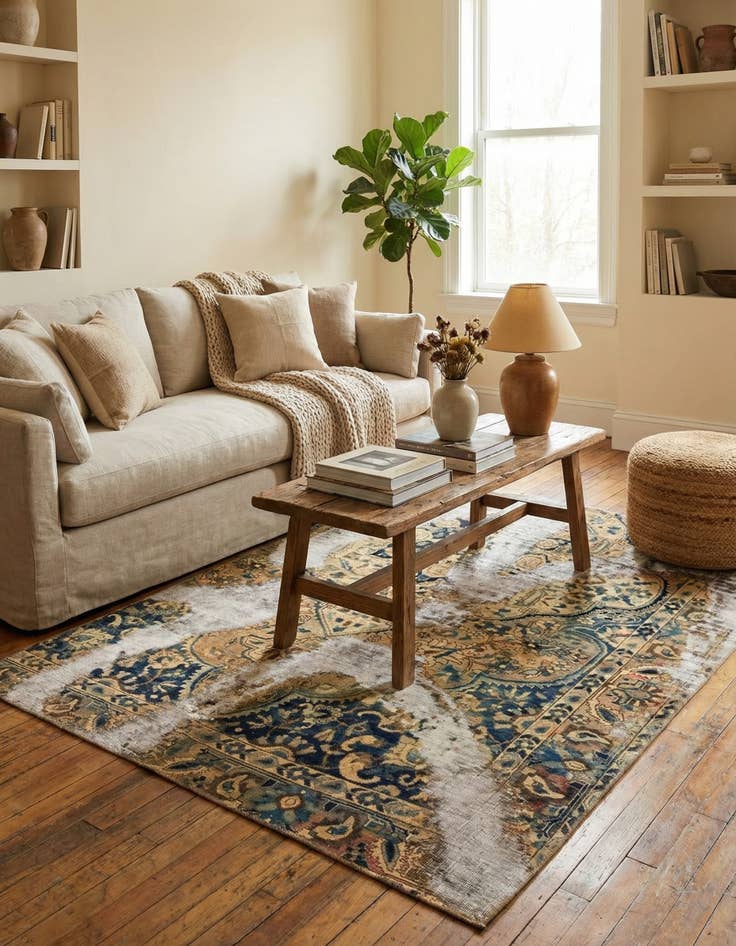 Detail image of  5' 4 x 6' 6  Hand Knotted Ultra Vintage Persian Wool Rug