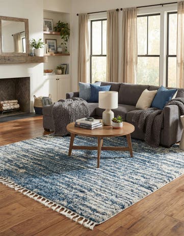 Blue Serenity Shag Square Rug