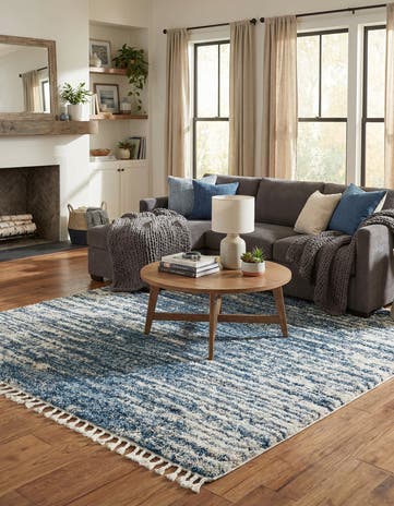Blue Serenity Shag Square Rug