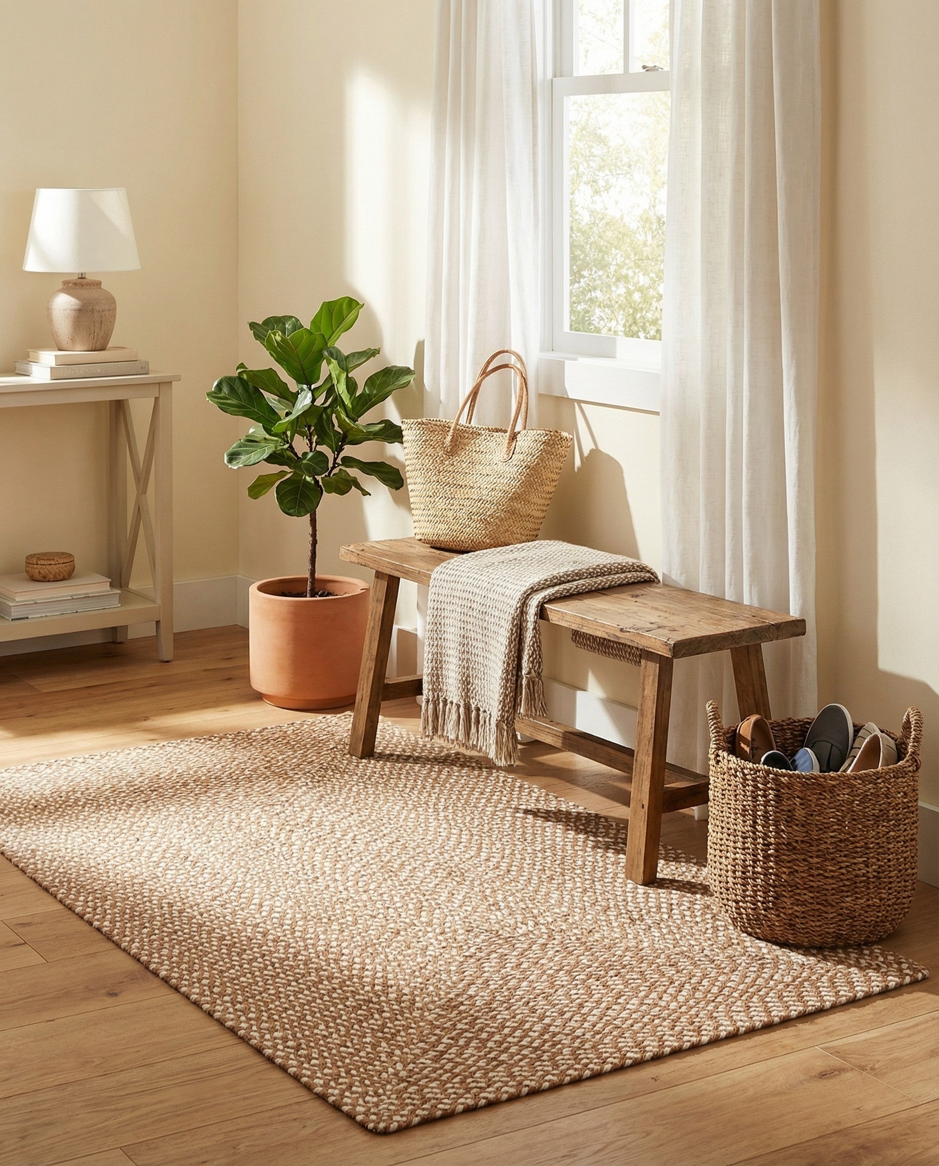  3' 1 x 5' 1  Hand Tweed Braided Jute Rug