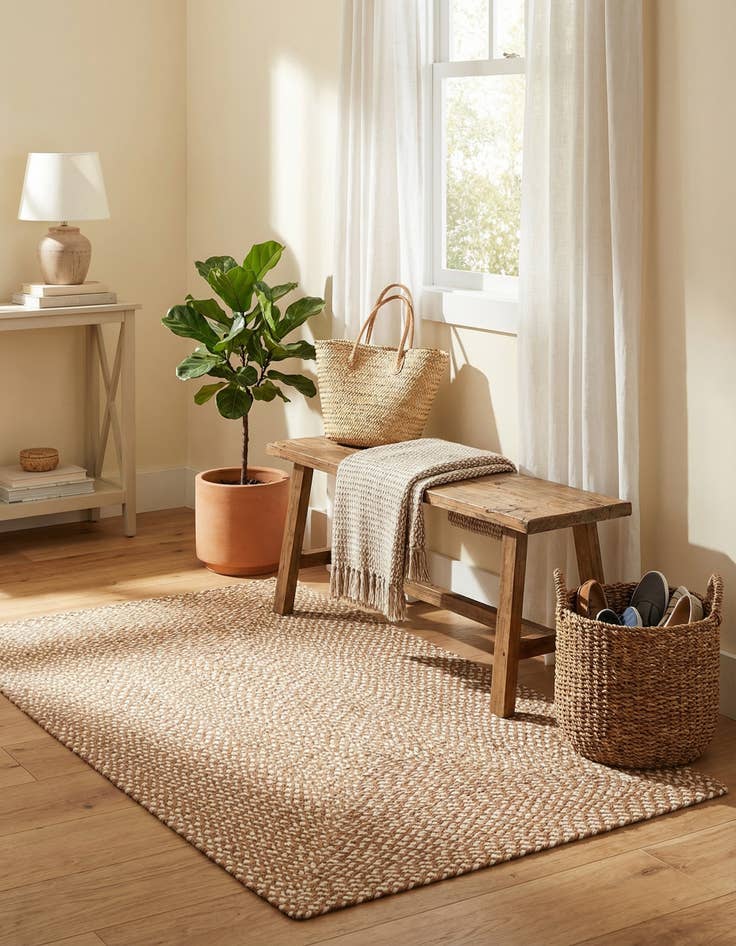 Detail image of 3' 1 x 5' 1  Hand Tweed Braided Jute Rug