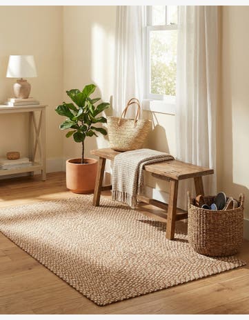 Light Brown Handmade Tweed Braided Jute Rug