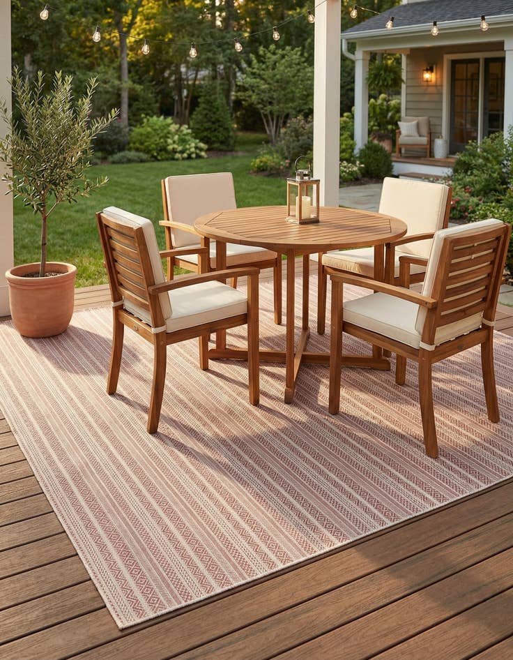 Detail image of 10' x 10'  Washable Striped Indoor / Outdoor Square Rug