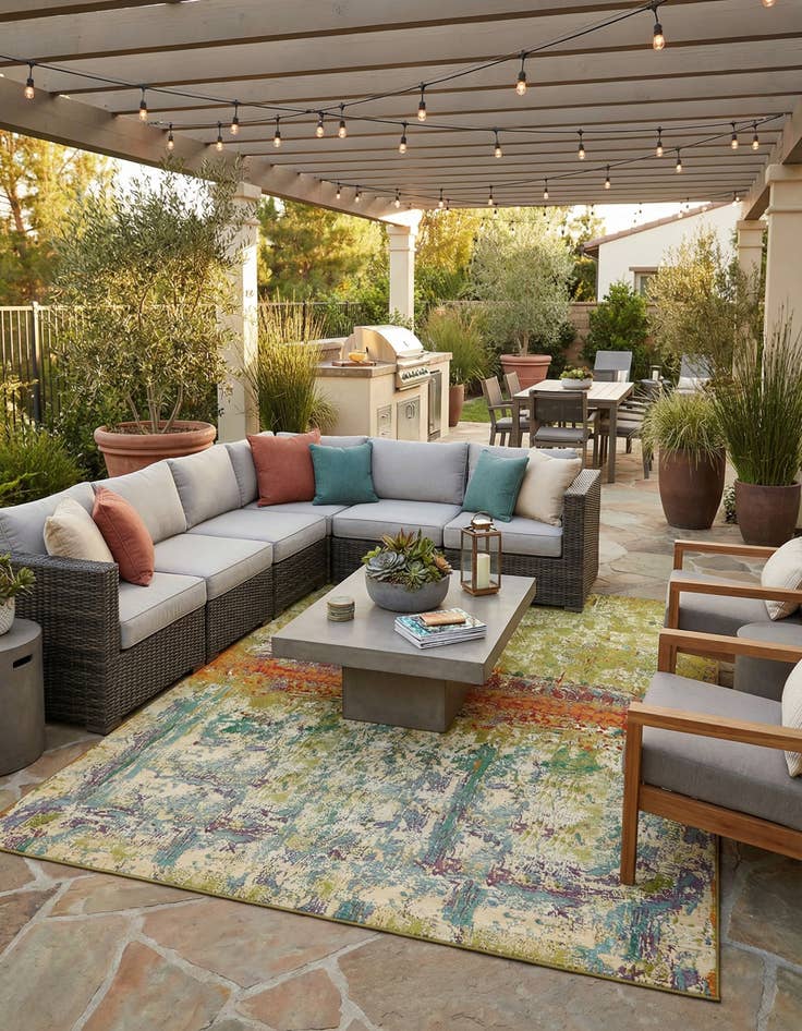 Detail image of 10' x 12' 2  Washable Modern Indoor / Outdoor Rug