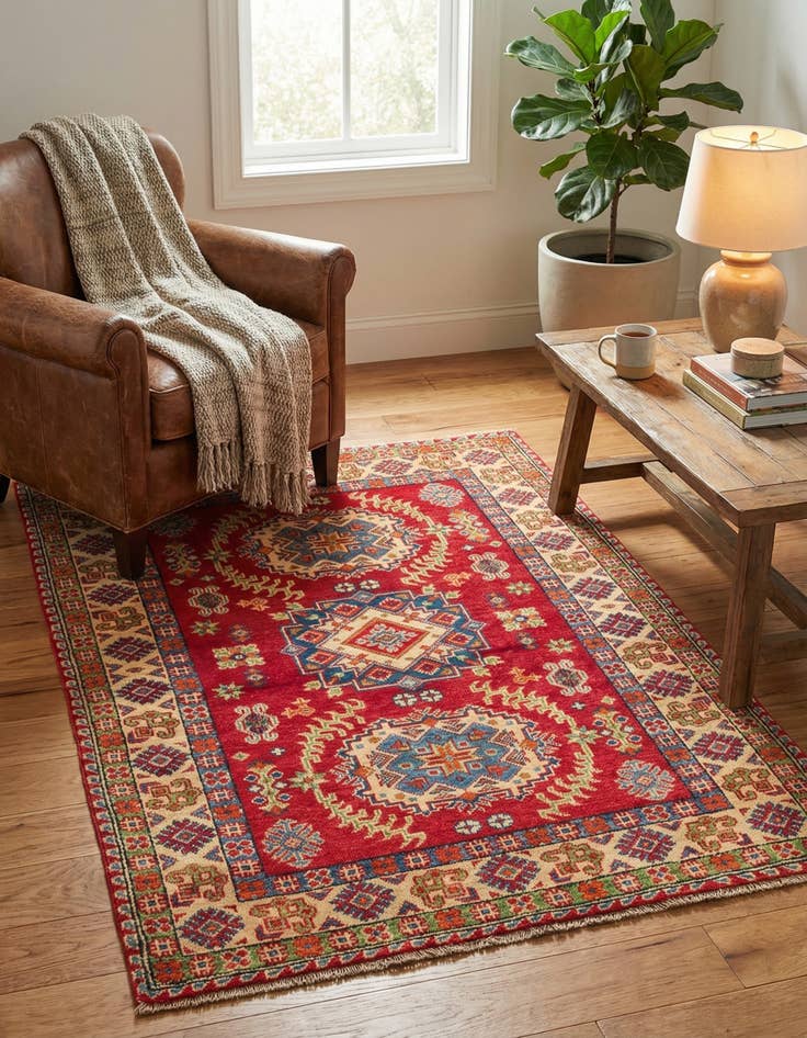 Detail image of 3' 3 x 5'  Hand Knotted Kazak Rug