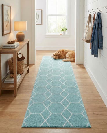  2' x 9' Lattice Frieze Runner Rug