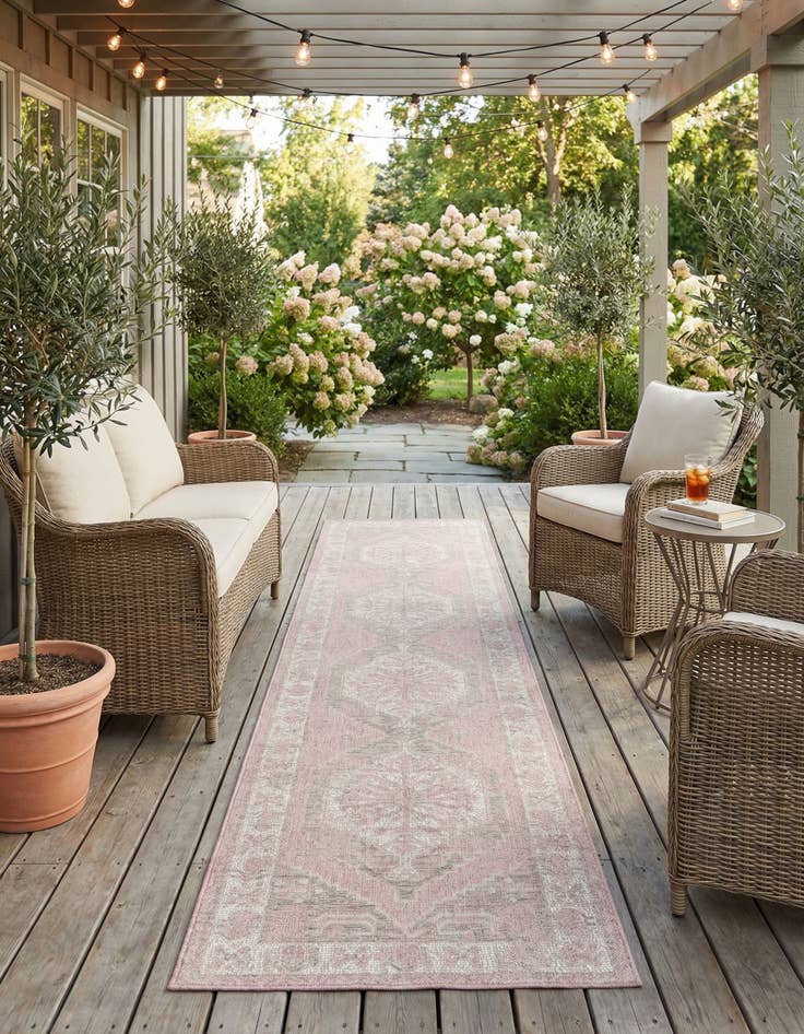 Detail image of 2' 7 x 12'  Washable Traditional Indoor / Outdoor Runner Rug