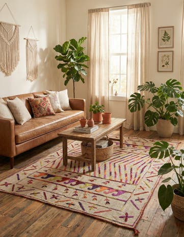 3' 10 x 5' 7 Hand Woven Kilim Suzani Wool Rug