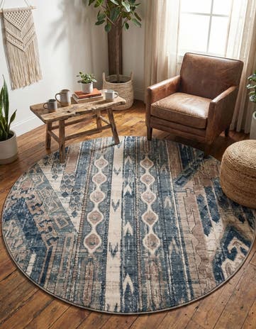 Navy Blue Oregon Round Rug