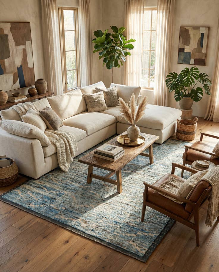 Detail image of 6' 10 x 9' 9 Hand Knotted Moroccan Wool Rug