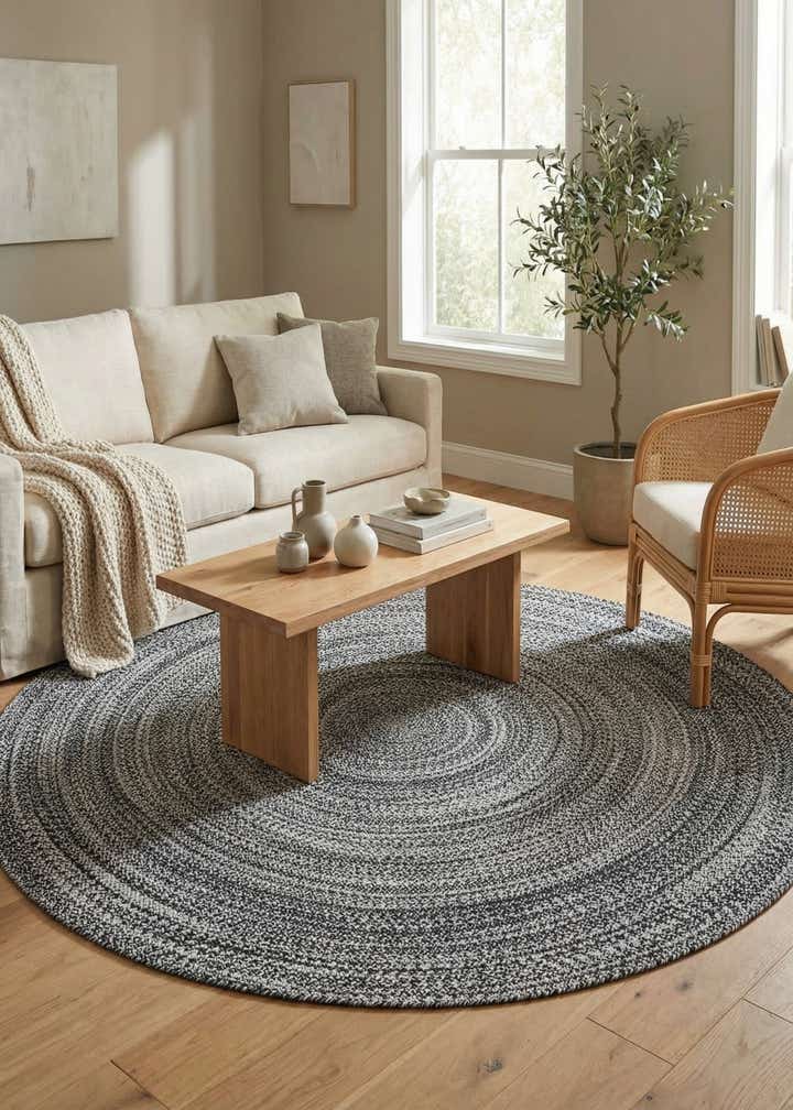 7' 10 x 7' 10 Easy-Clean Eco Verse Washable Indoor / Outdoor Round Rug