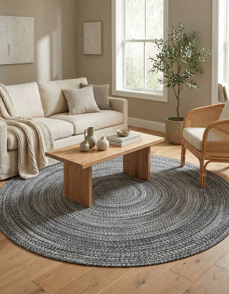 Detail image of 7' 10 x 7' 10  Hand Woven Eco Verse   Washable Indoor / Outdoor Round Rug