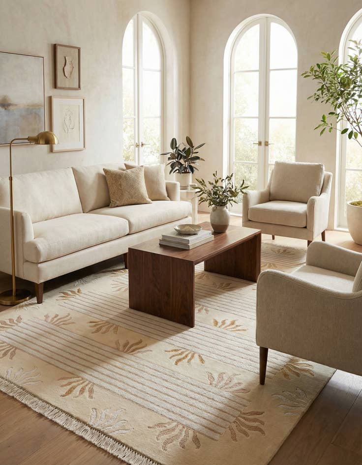 Detail image of  4' 1 x 6'  Hand Knotted Darya Wool Rug