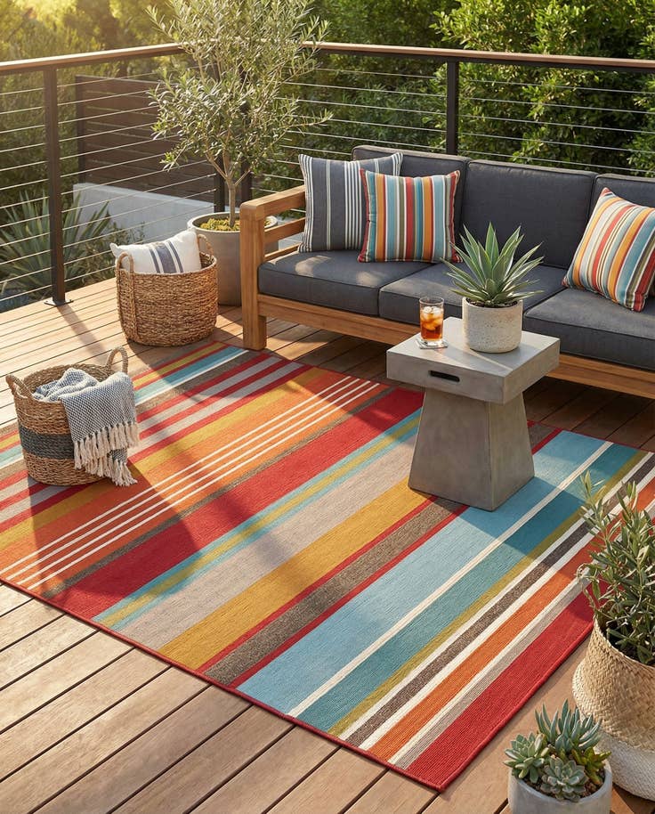 Detail image of 5' 3 x 8' Easy-Clean Modern Indoor / Outdoor Rug