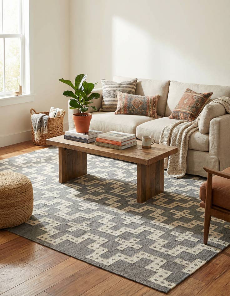 Detail image of  9' x 12'  Hand Woven Kilim Wool Rug