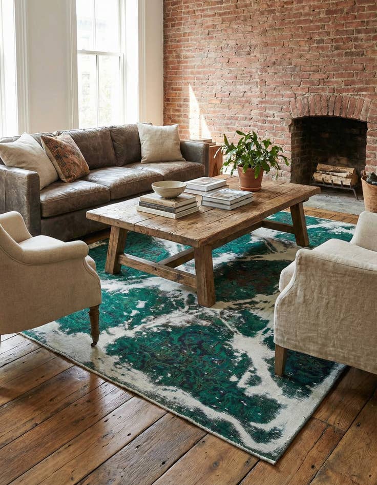 Detail image of 5' 10 x 7'  Hand Knotted Ultra Vintage Persian Wool Square Rug