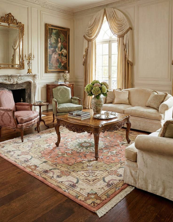 Detail image of  6' 8 x 6' 8  Hand Knotted Tabriz Persian Square Rug