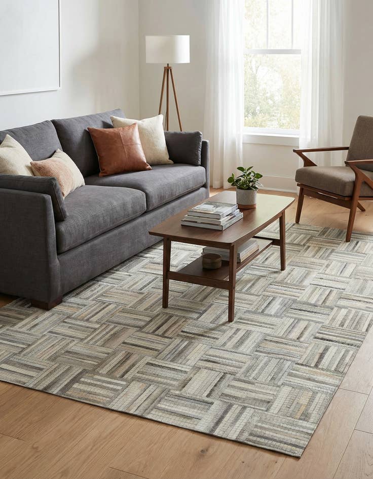 Detail image of 4' 1 x 6' 1 Cowhide Leather Rug