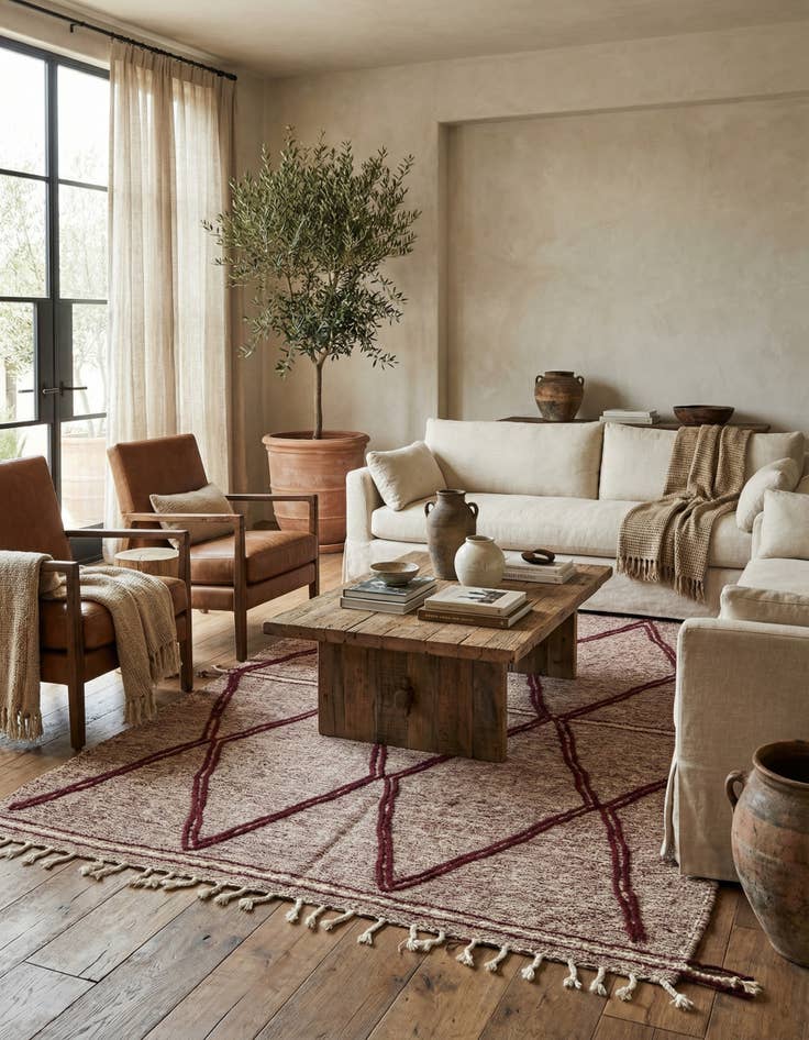 Detail image of 6' 5 x 9' 8  Hand Knotted Moroccan Wool Rug