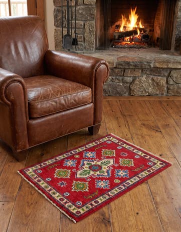 2' x 3' 1 Hand Knotted Kazak Rug