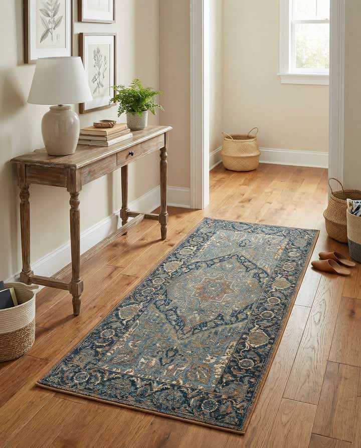 2' 7 x 5' 3 Easy-Clean Traditional Indoor / Outdoor Runner Rug