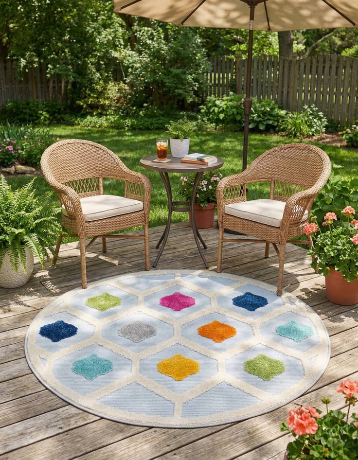 Detail image of 3' 3 x 3' 3  Washable Aruba Indoor / Outdoor Round Rug