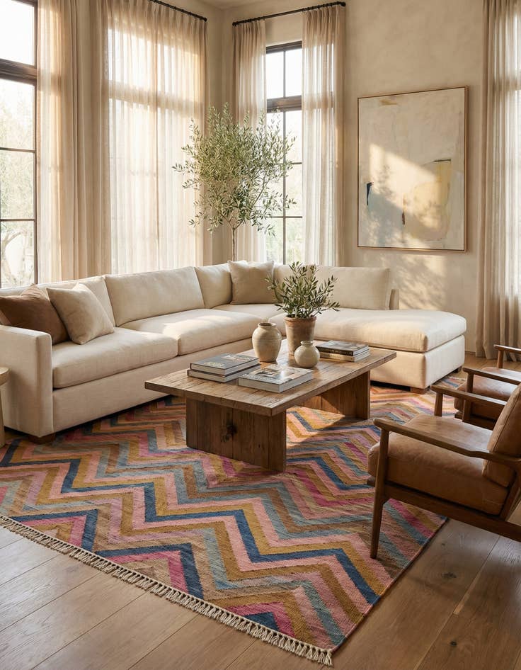 Detail image of 9' x 11' 6  Hand Woven Kilim Modern Wool Rug