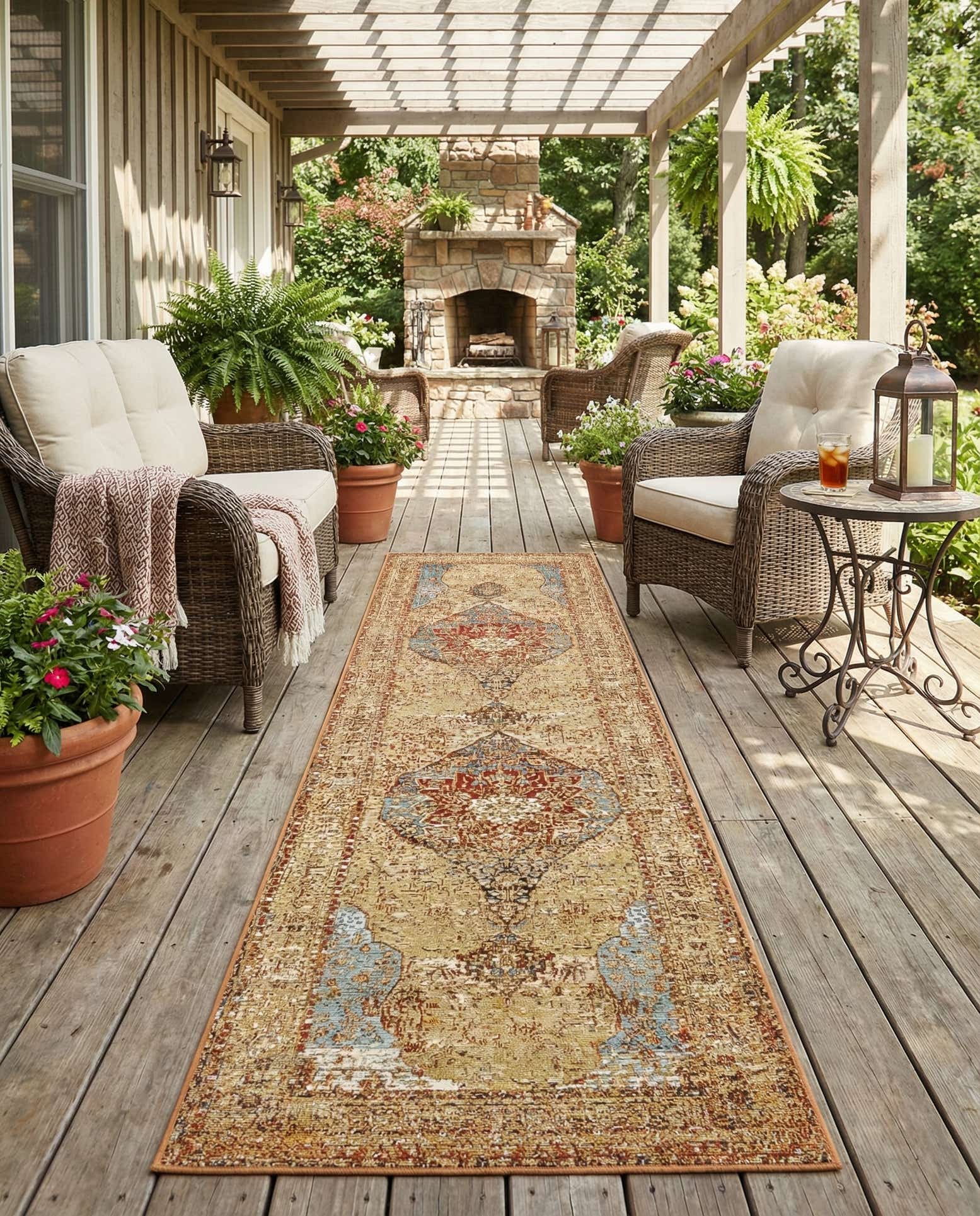 2' 7 x 10' Easy-Clean Traditional Indoor / Outdoor Runner Rug