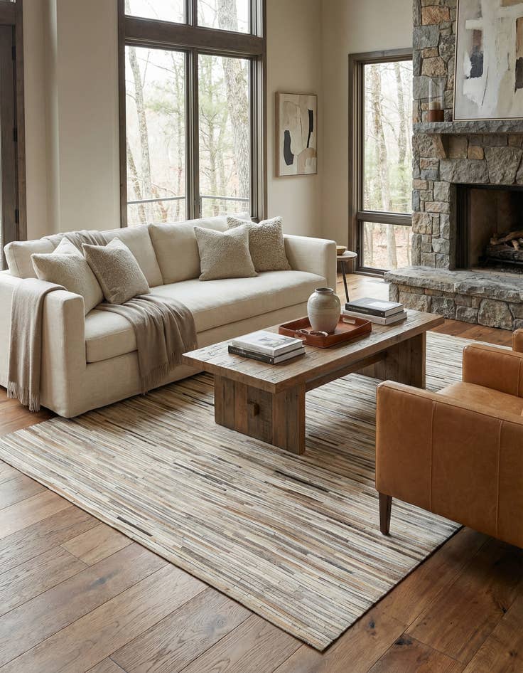 Detail image of  4' 11 x 8' 1 Cowhide - Patchwork Rug