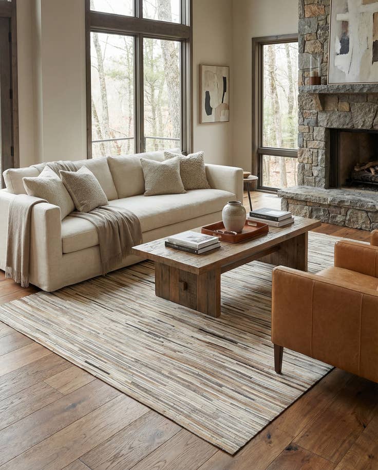 Detail image of 4' 11 x 8' 1 Cowhide - Patchwork Rug