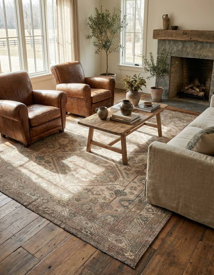 Detail image of 6' 10 x 10' 5  Hand Knotted Ultra Vintage Persian Wool Rug