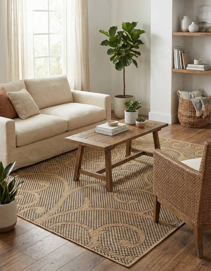 Detail image of 4' x 6'  Washable Botanical Indoor / Outdoor Rug