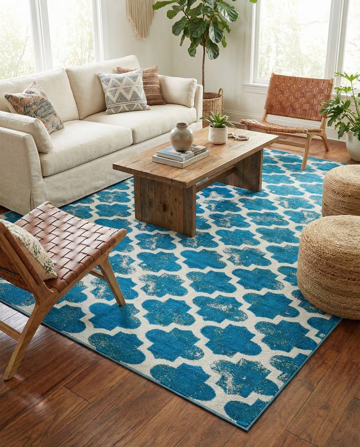 Detail image of 9' x 12' 2 Easy-Clean Trellis Indoor / Outdoor Rug