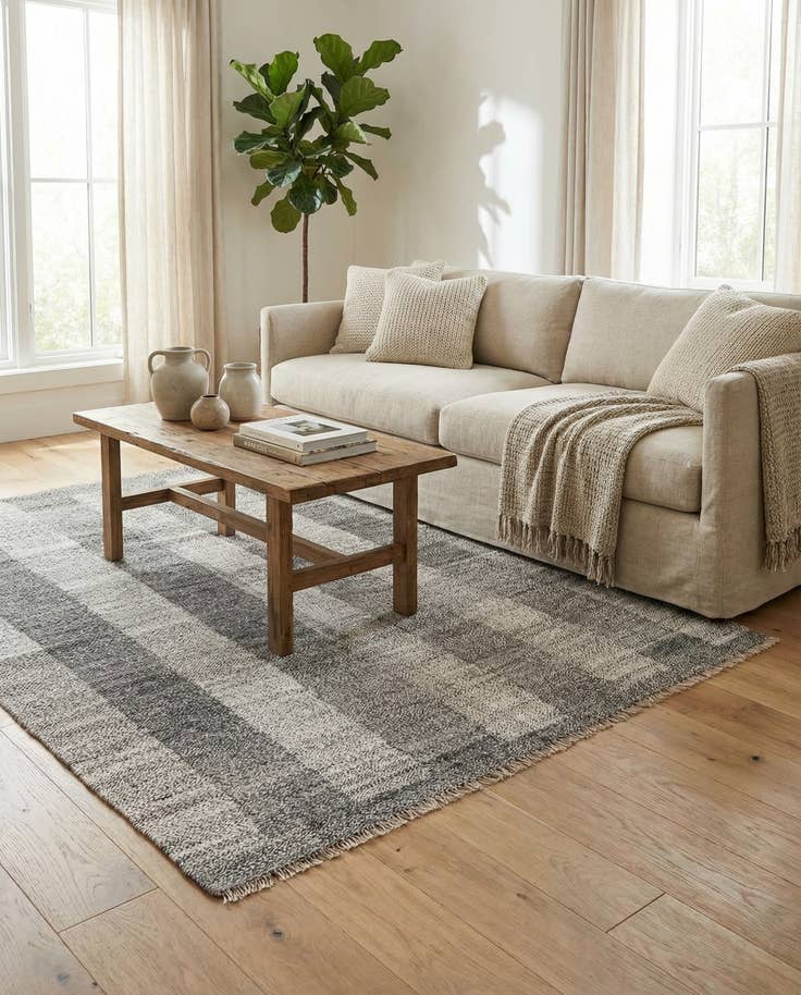 Detail image of 4' 9 x 6' 9 Hand Woven Kilim Modern Wool Rug