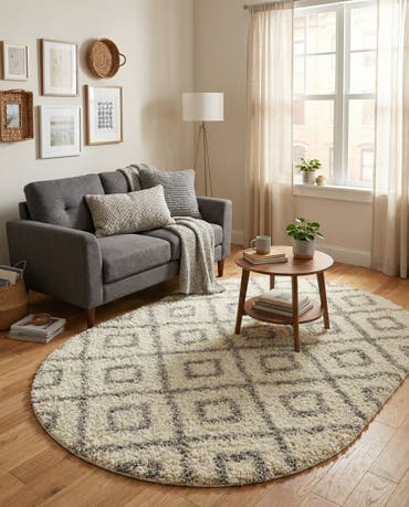  4' x 6' Lattice Shag Oval Rug